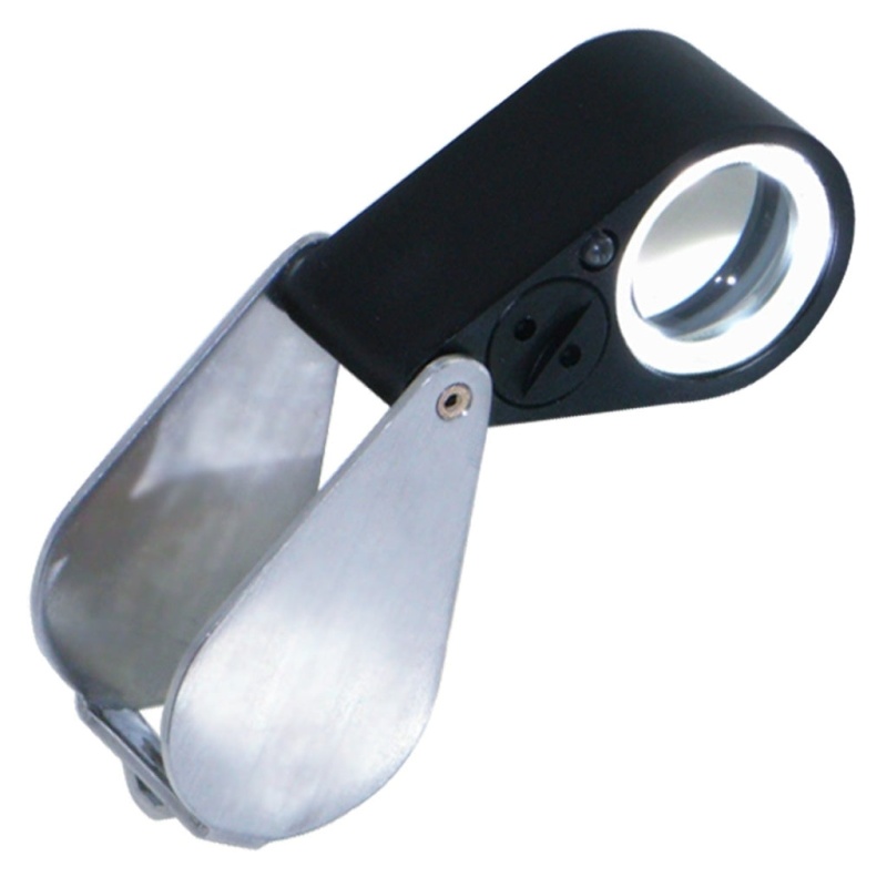 Mini 10X Jeweler Loupe Magnifier + Led & Uv Light, 21Mm Lens