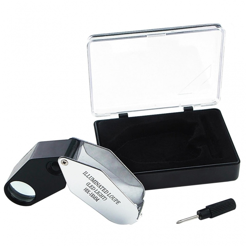 10X Jeweler Loupe Magnifier + Led Light, 18Mm Lens