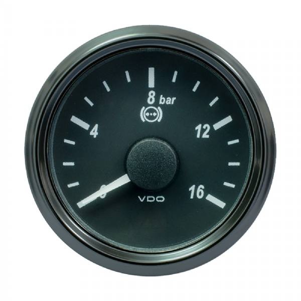 Vdo Singleviu 52Mm (2-1/16Inch) Brake Pressure Gauge - 16 Bar - 0-