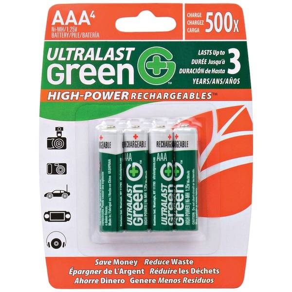 Ultralast Green Aaa Nimh Rechargeable Batteries (4 Pk)
