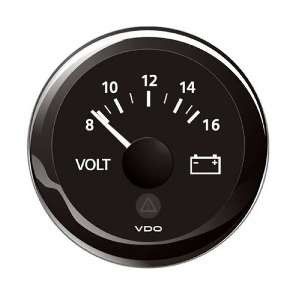Vdo 2-1/16Inch (52Mm) Viewline Voltmeter - 8-16V - Black Dial And