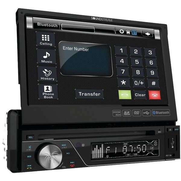 Soundstream 7In Single-Din In-Dash Dvd Receiver With Flip-Out Display, Blu