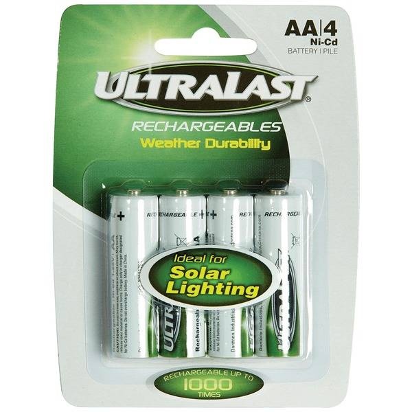 Ultralast Aa Rechargeable Nicd Batteries For Solar Lights, 4 Pk