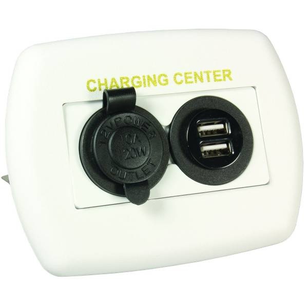 Jr Products Usb Chargng Cntr White