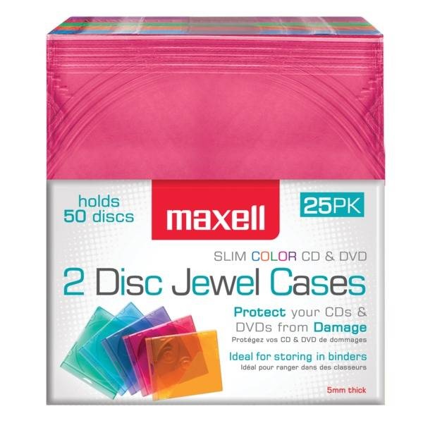 Maxell Dual-Disc Jewel Cases, 25 Pack