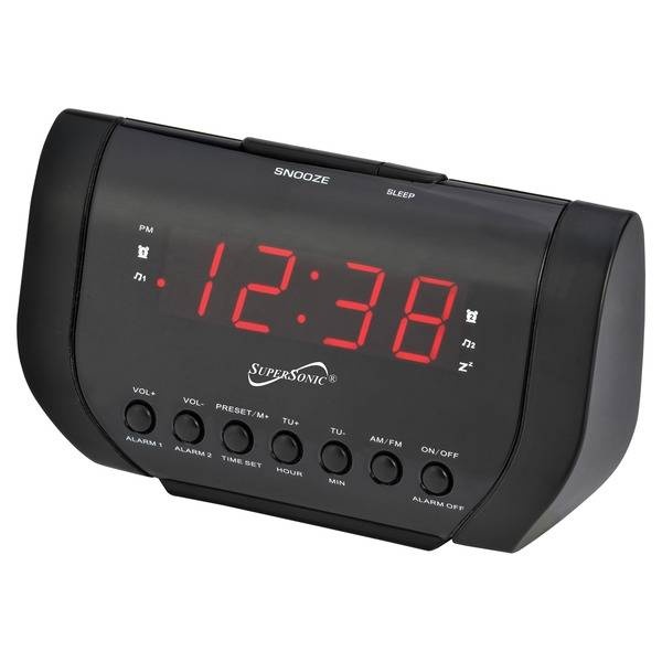 Supersonic Dual Alarm Clock Radio With Usb Charging Port