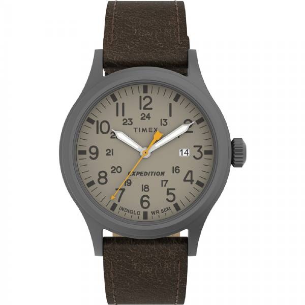 Timex Expedition Scout - Khaki Dial - Brown Leather Strap