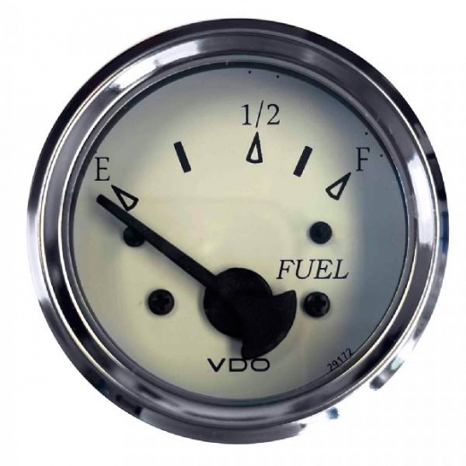 VDO Cockpit Marine 52MM Fuel Level Gauge - White Dial/Chrome Bezel