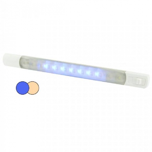 Hella Surface Strip Light w/Switch - Warm White/Blue LEDs - 12V