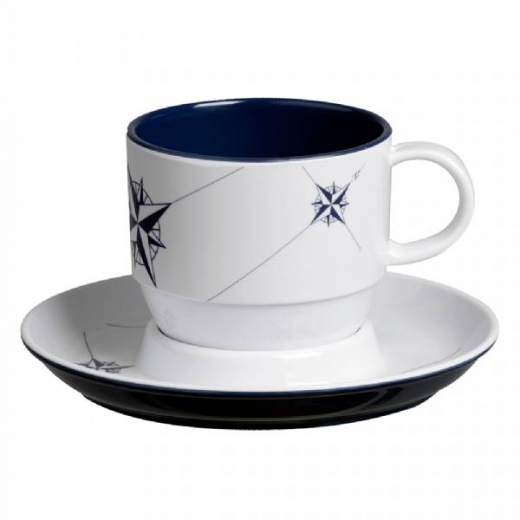 Marine Business Melamine Tea Cup and Plate Breakfast Set - Northwind - Set of 6