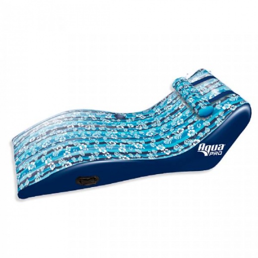 Aqua Leisure Ultra Cushioned Comfort Lounge Hawaiian Wave Print W/Adjustable Pillow