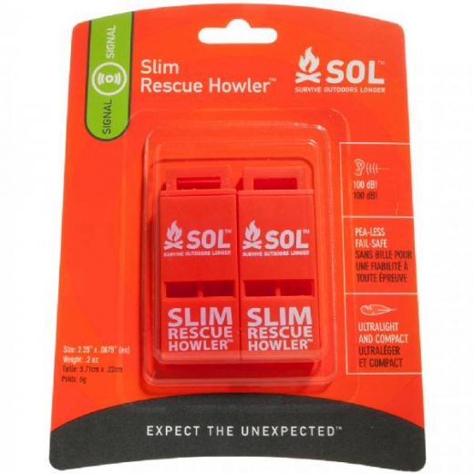 Sol Survive Outdoors Longer Rescue Howler Whistle - 2 Pack