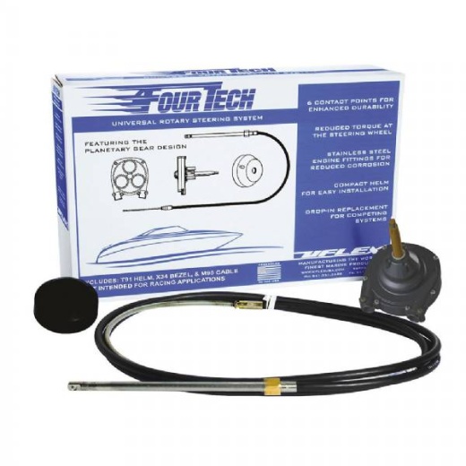 Uflex Usa Fourtech 17 Ft Black Mach Rotary Steering System with Helm, Bezel and Cable