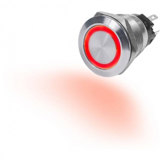 Blue Sea 4163 10A Push Button LED Ring Switch Off-(On) Red Momentary On