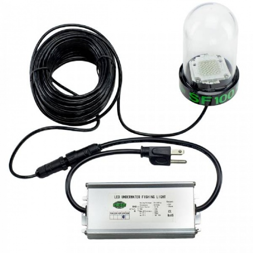 Hydro Glow 100W/120Vvac Underwater Dock Light - Green Anchored To Bottom