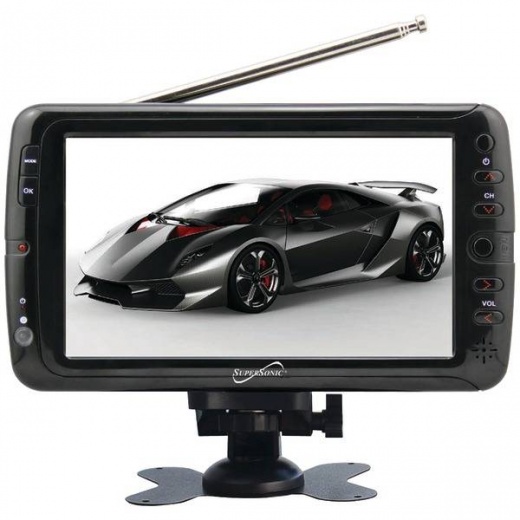 Supersonic 7In TFT Portable Digital LCD TV, AC/DC Compatible with RV/Boat