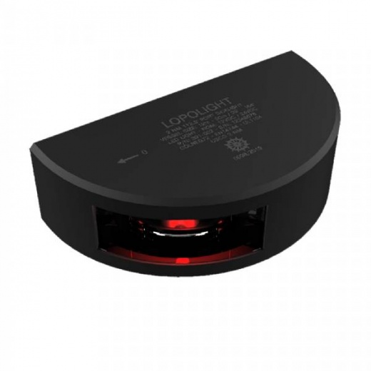 Lopolight Red Port Sidelight w/6M Cable - 2nm Black Housing - Vertical Mount