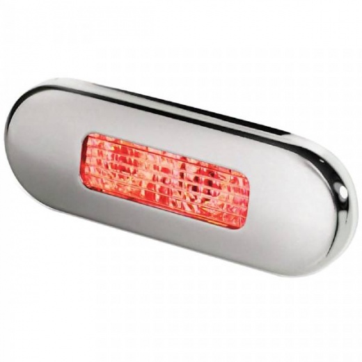 Hella Surface Mount Oblong Led Courtesy Lamp - Red Led - Stainless Steel Bezel