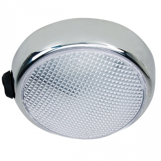 Perko Round Surface Mount Led Dome Light - Chrome Plated - w/Switch