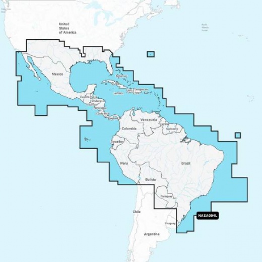 Navionics Plus NASA004L Mexico, Caribbean to Brazil