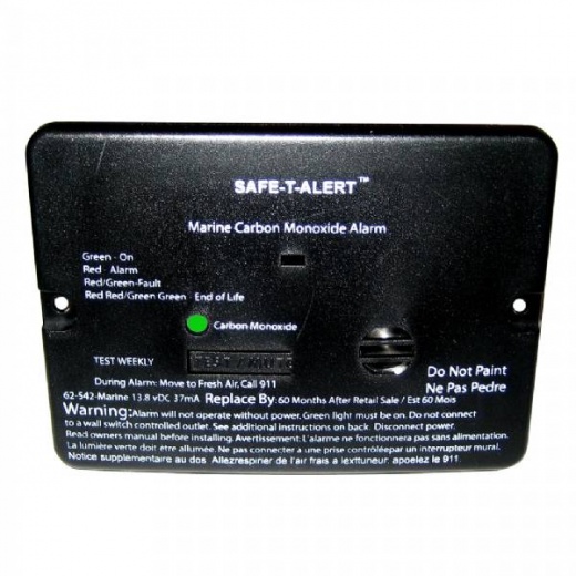 Safe-T-Alert 62 Series Carbon Monoxide Alarm - 12V - Flush Mount - Black