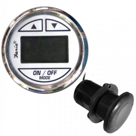 Faria Chesapeake White SS 2inch Depth Sounder with Thru-Hull Transducer