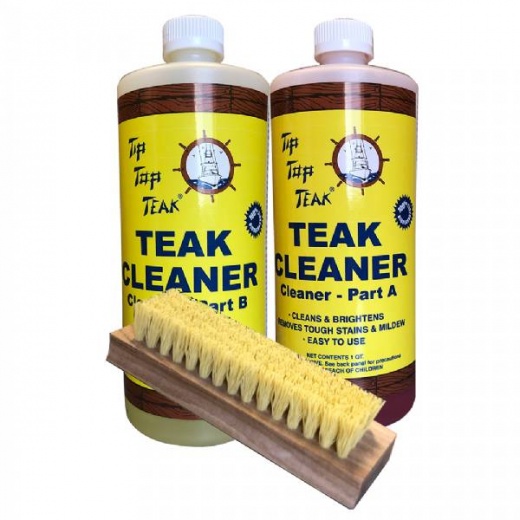 Tip Top Teak Cleaner Kit - Part A and Part B with Brush