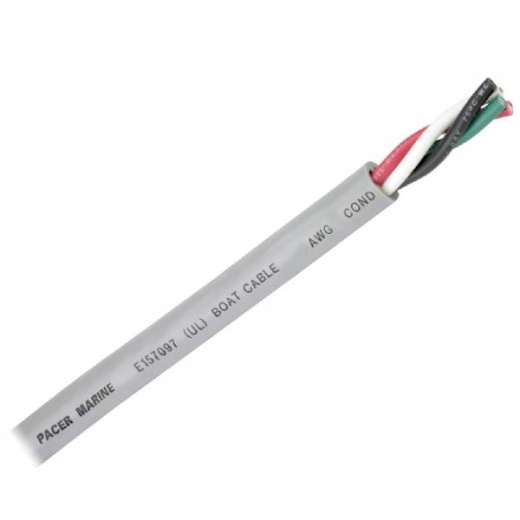 Pacer 14/4 Awg Round Cable - Black/Green/White/Red - 100 Ft