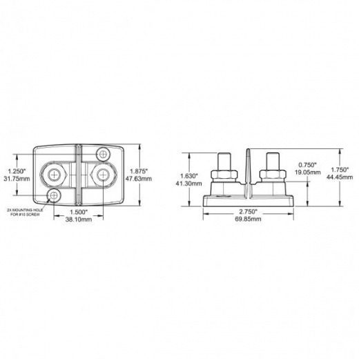 Blue Sea PowerPost Dual 2 x 3/8 in Studs w/Insulators