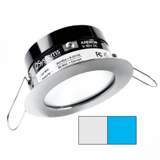 I2systems Apeiron A503 3W Spring Mount Light - Cool White and Blue - Polished Chrome Finish