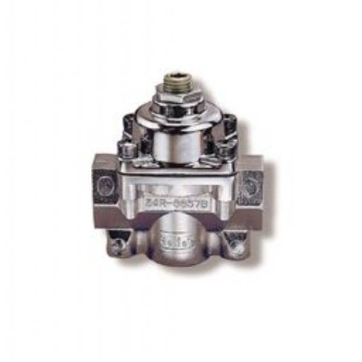 Holley 12-803 Regulator - 4-1/2-9 PSI, 3/8 Inch NPT Inlet/Outlets, Gasoline, Satin Chrome, Aluminum, With Mounting Bracket