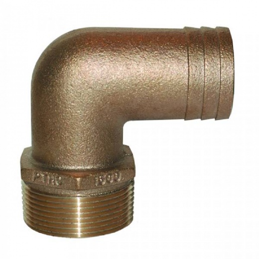 Groco 1-1/2Inch NPT X 1-1/2Inch ID Bronze 90 Degree Pipe to Hose Fitting