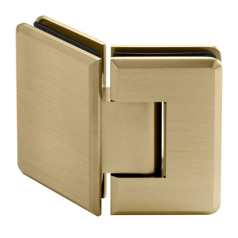 Glass Simple Plato 135 Degree Glass-To-Glass Shower Door Hinge, Factory Set 5 Degree Positive Close, Beveled Profile