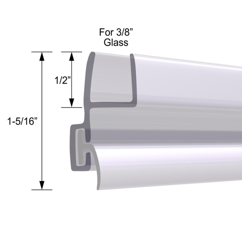 Glass Simple Clear Door Stop With Flexible Insert, 95" Length
