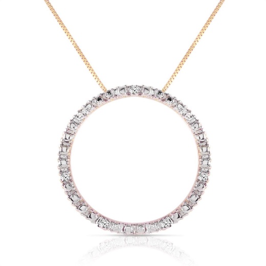 0.1 Carat 14K Solid Yellow Gold Eternity Diamond Necklace