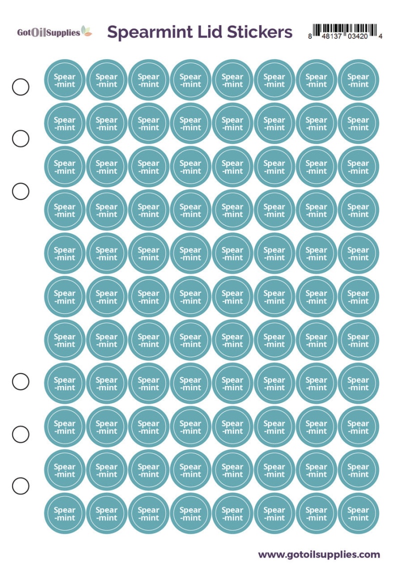 Spearmint dōTerra Lid Stickers