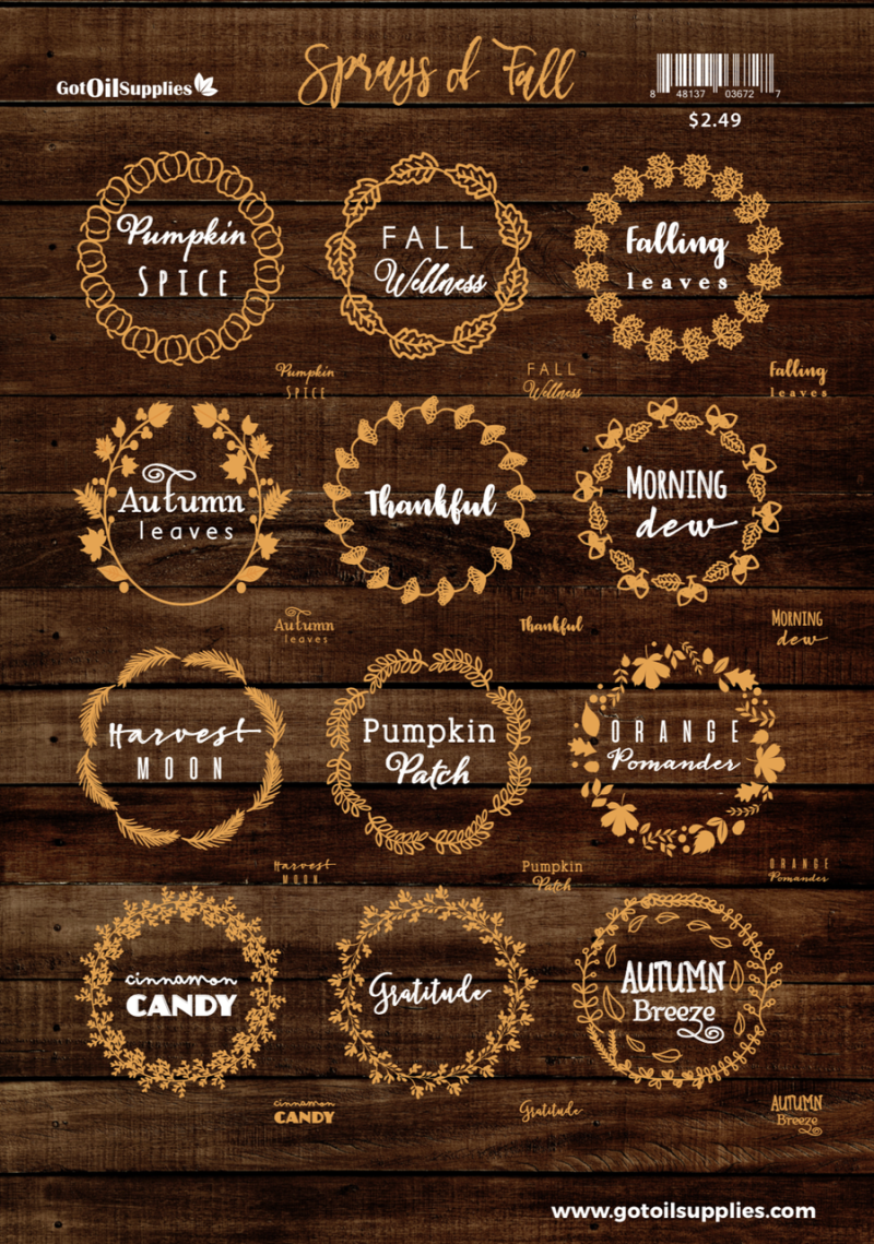 Sprays Of Fall Labels