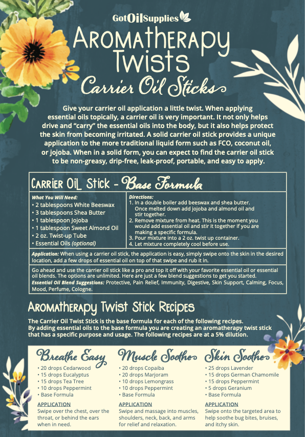 Aromatherapy Twists Recipes (12 Sheets)