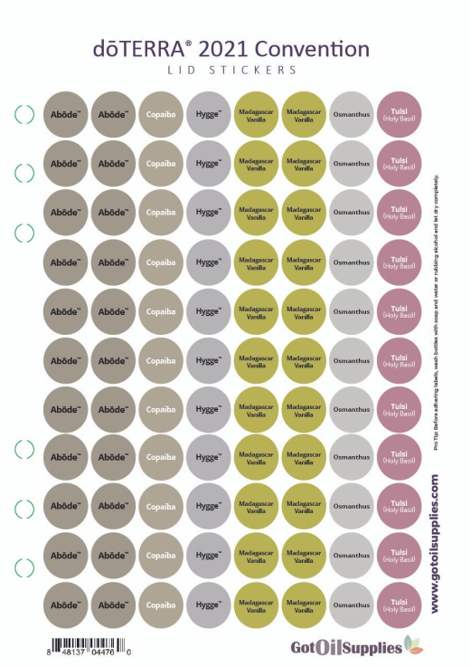 dōTERRA 2021 Convention Lid Stickers