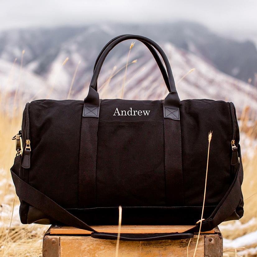 Personalized Canvas and Leather Weekender Bag