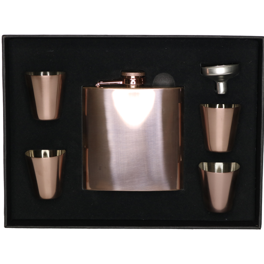 Personalized Rose Gold Flask Set with Shot Glasses