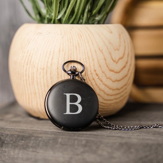 Personalized Black Pocket Watch by Completeful