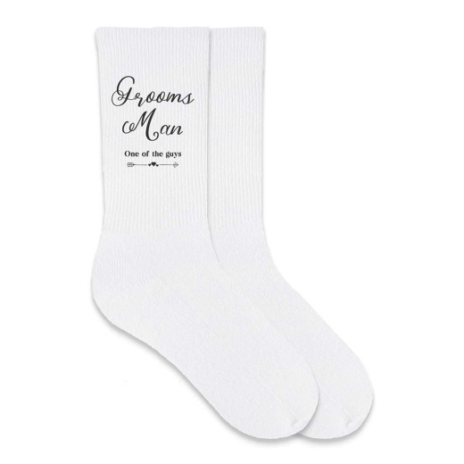 Groomsmen Wedding Party Socks With Fun Saying - Large / White / Ribbed Crew