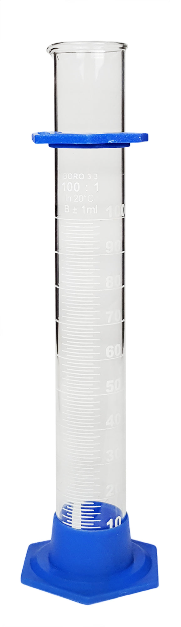 Gsc International Glass Graduated Cylinder With Plastic Hex Base And Bumper Guard 100ml 9030