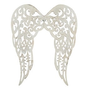 17.75"H Filigree Angel Wings - Antique Cream