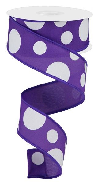 1.5"X10yd Giant Three Size Dot - Purple And White