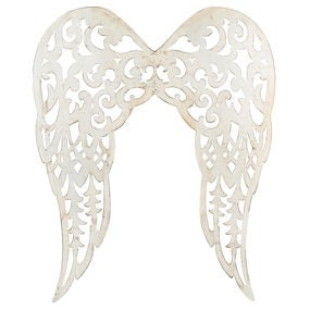 24"H Filigree Angel Wings - Antique Cream