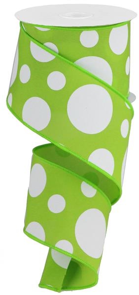 2.5"X10yd Giant Three Size Dot - Lime Green And White