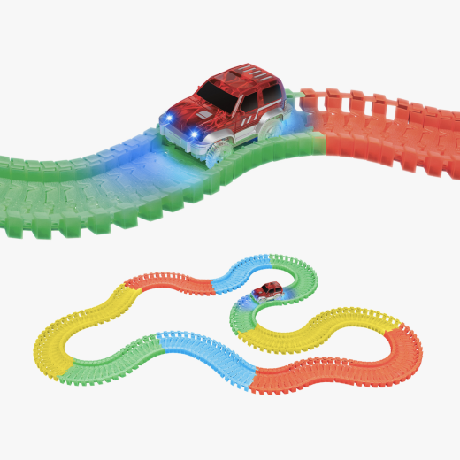 World Tech Toys Galaxy Flex-Track 220 Piece Glow in the Dark with Electric LED Light Car