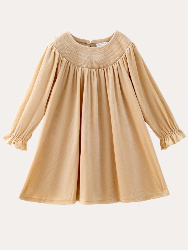Classic Smocked Holiday Girls Velvet Dresses